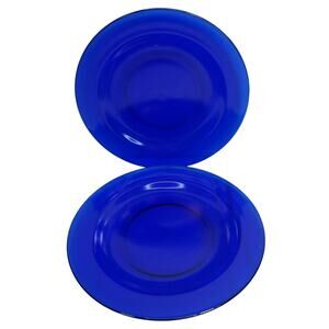Anchor Hocking Cobalt Blue Salad Plates Lot of 2 Vtg 8.5" Tableware
